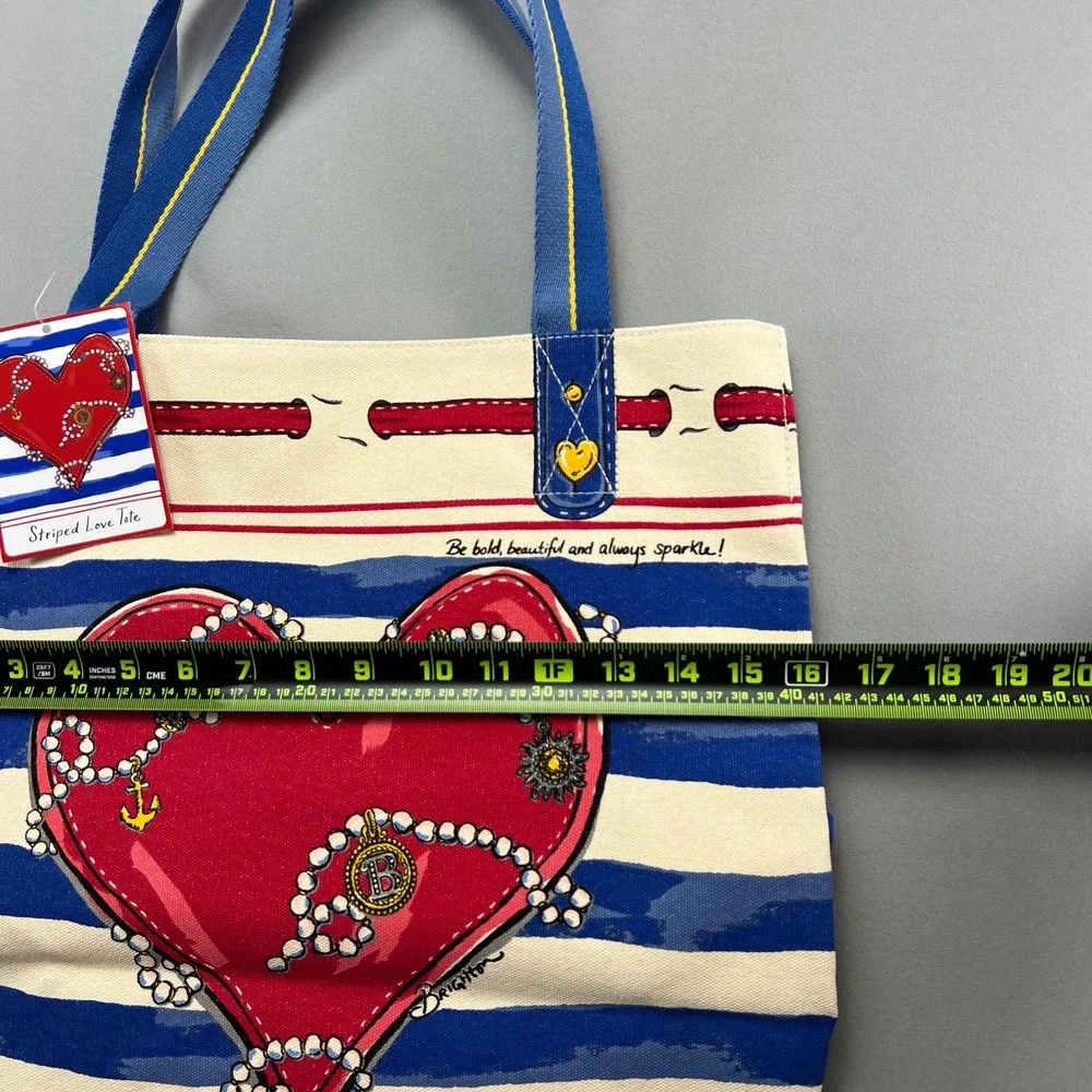Brighton Striped Love Clear Womens Multicolor Printed Double Handle Tote Bag